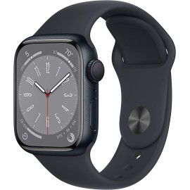 Apple Watch Series 8 [GPS 41mm] Smart Watch w/ Midnight Aluminum Case with Midnight Sport Band - S/M. Fitness Tracker, Blood Oxygen & ECG Apps, Always-On Retina Display, Water Resistant